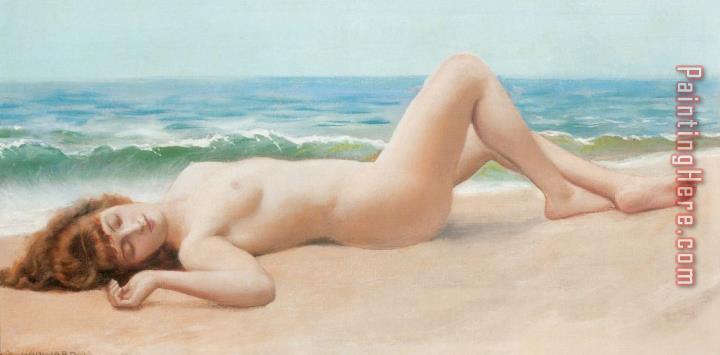John William Godward Nude on The Beach
